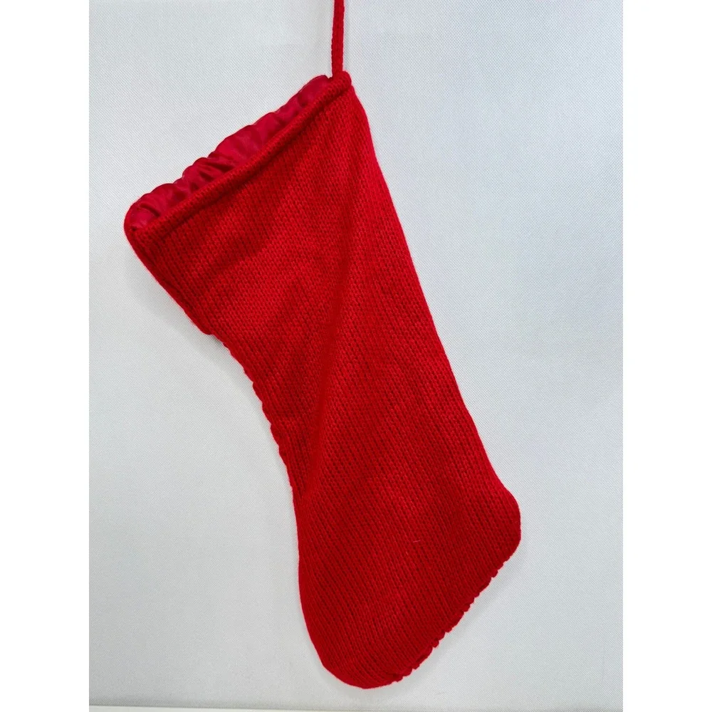 Holiday Time‎ Red Knit Christmas Stocking K Monogram 18